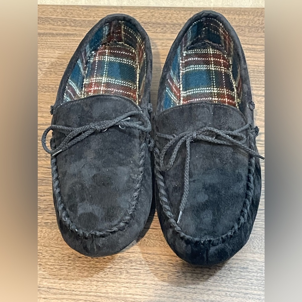 Totes Microsuede Boater w/ Memory Foam Men’s Black Slippers Size XXL 13-14